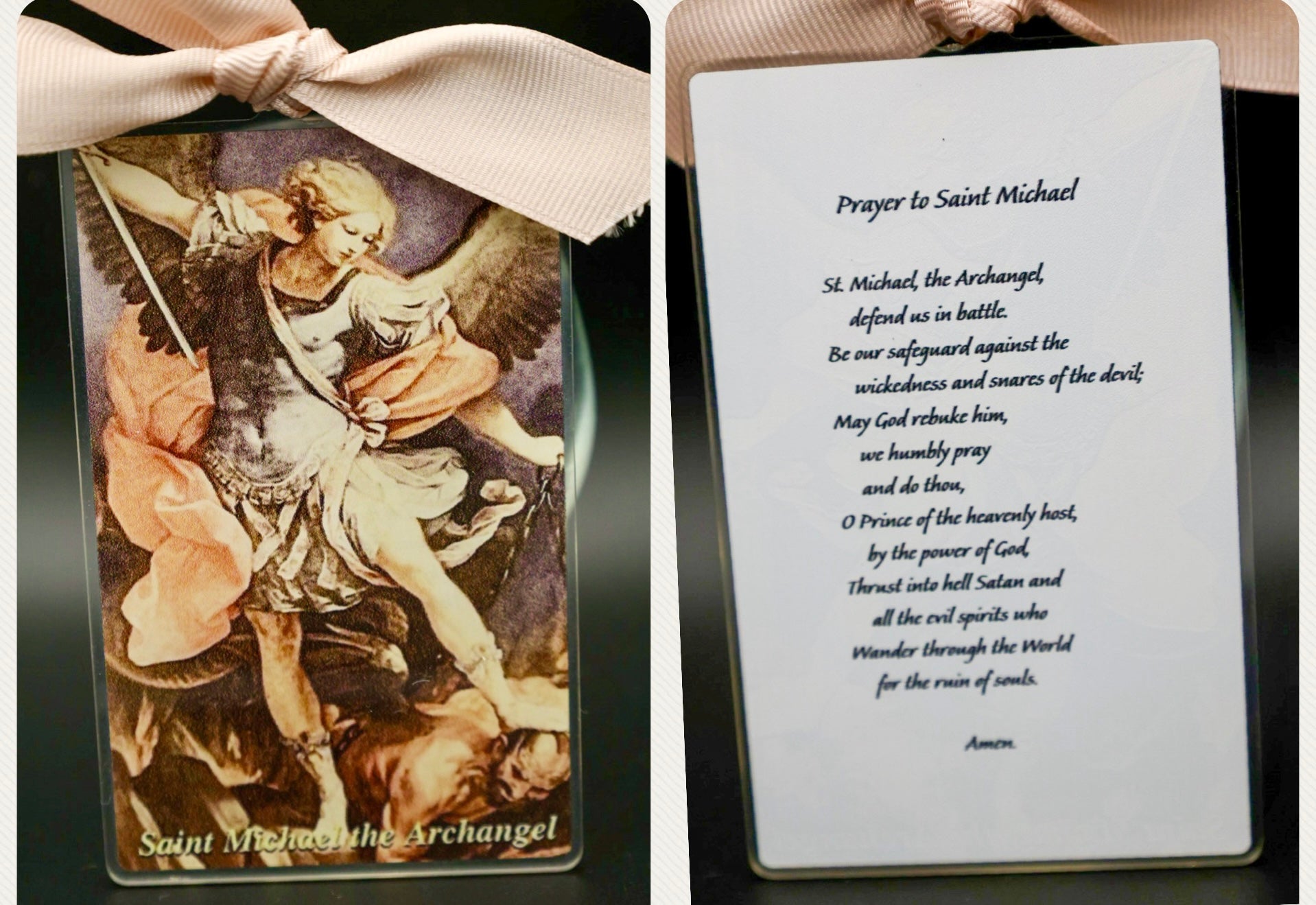 Saint Michael the Archangel Vintage Acrylic Holy Card