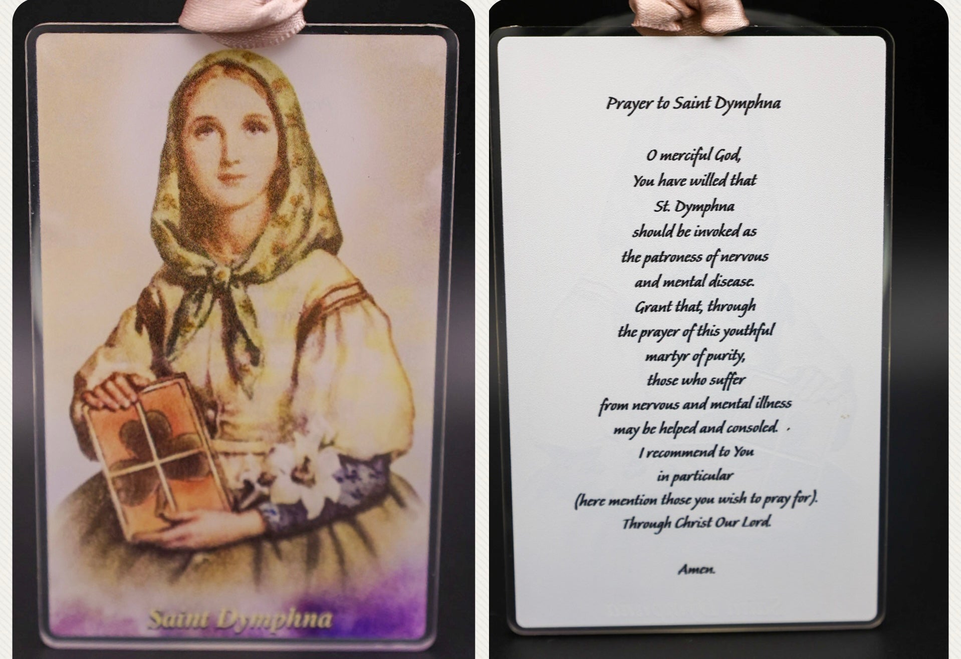 Saint Dymphna Vintage Acrylic Holy Card