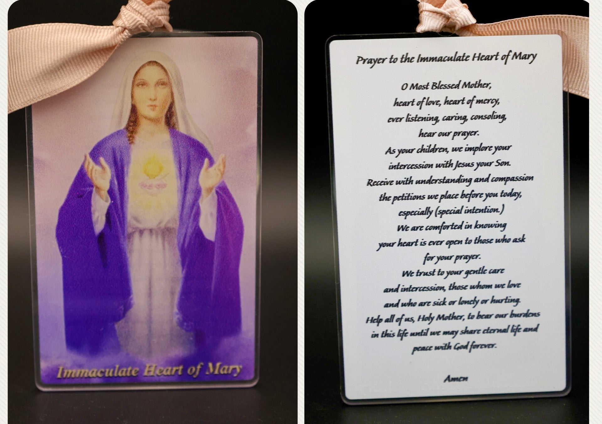 Immaculate Heart of Mary Vintage Acrylic Holy Card