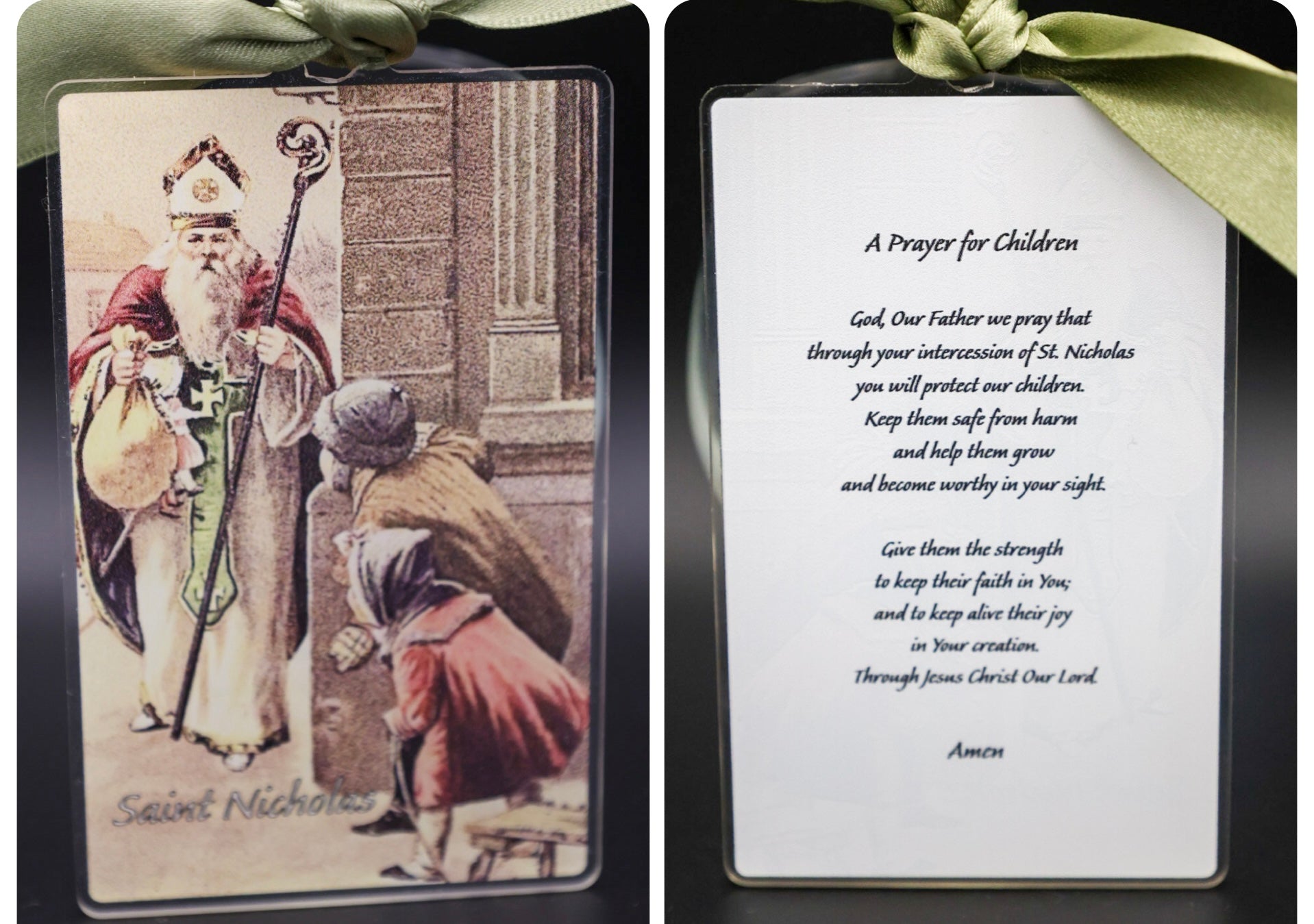 Saint Nicholas Vintage Acrylic Holy Card | A Prayer for Children