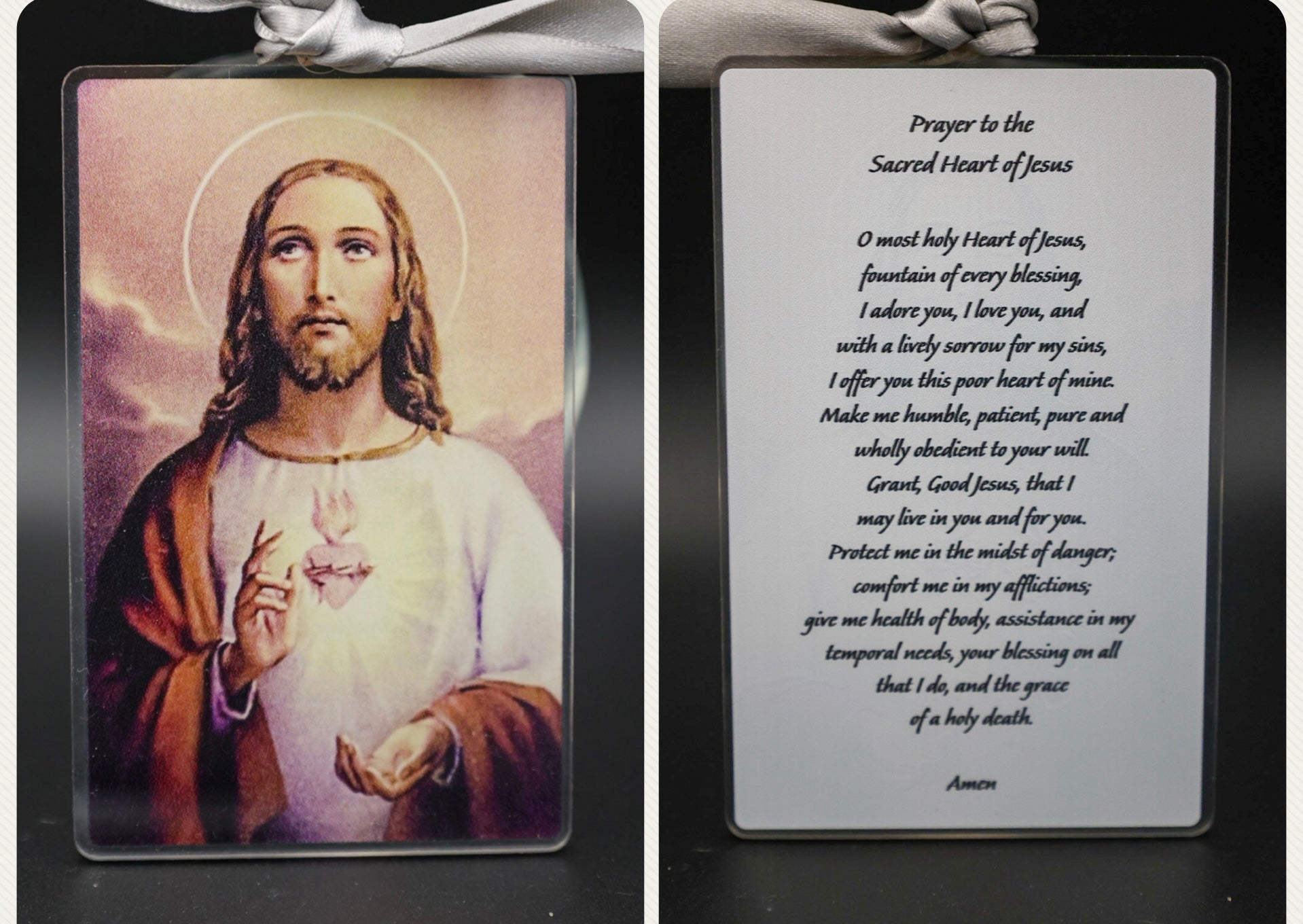 Prayer to the Sacred Heart of Jesus Vintage Acrylic Holy Card