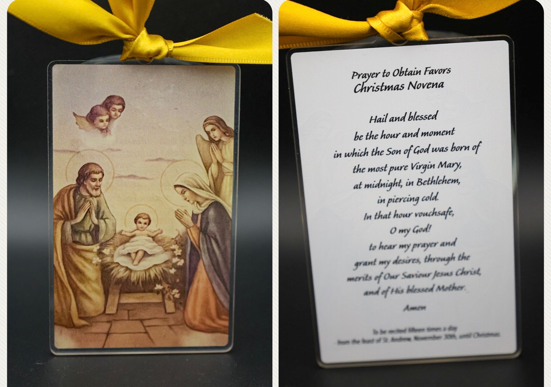 Christmas Novena Acrylic Holy Card | Prayer to Obtain Favors
