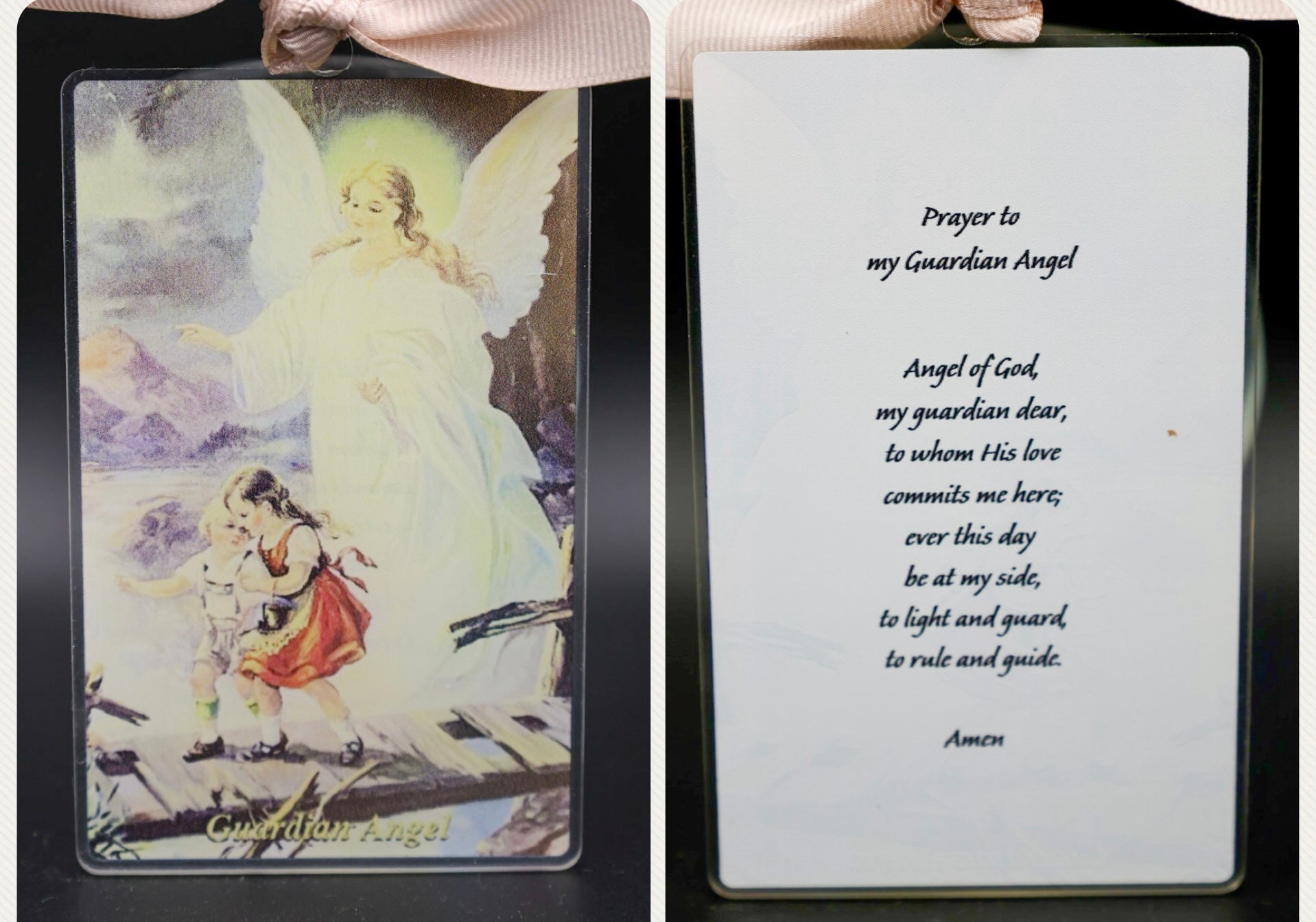 Guardian Angel Vintage Acrylic Holy Card
