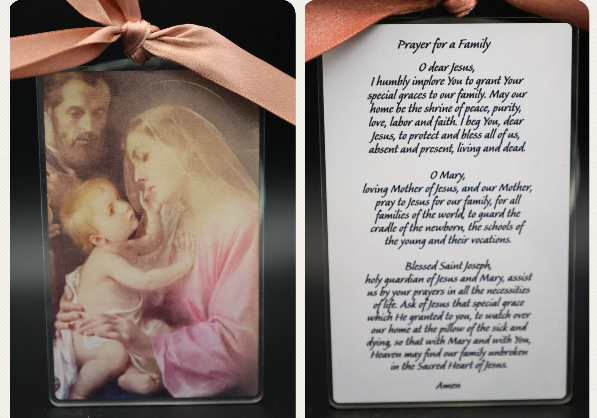 Prayer for a Family Vintage Acrylic Holy Card