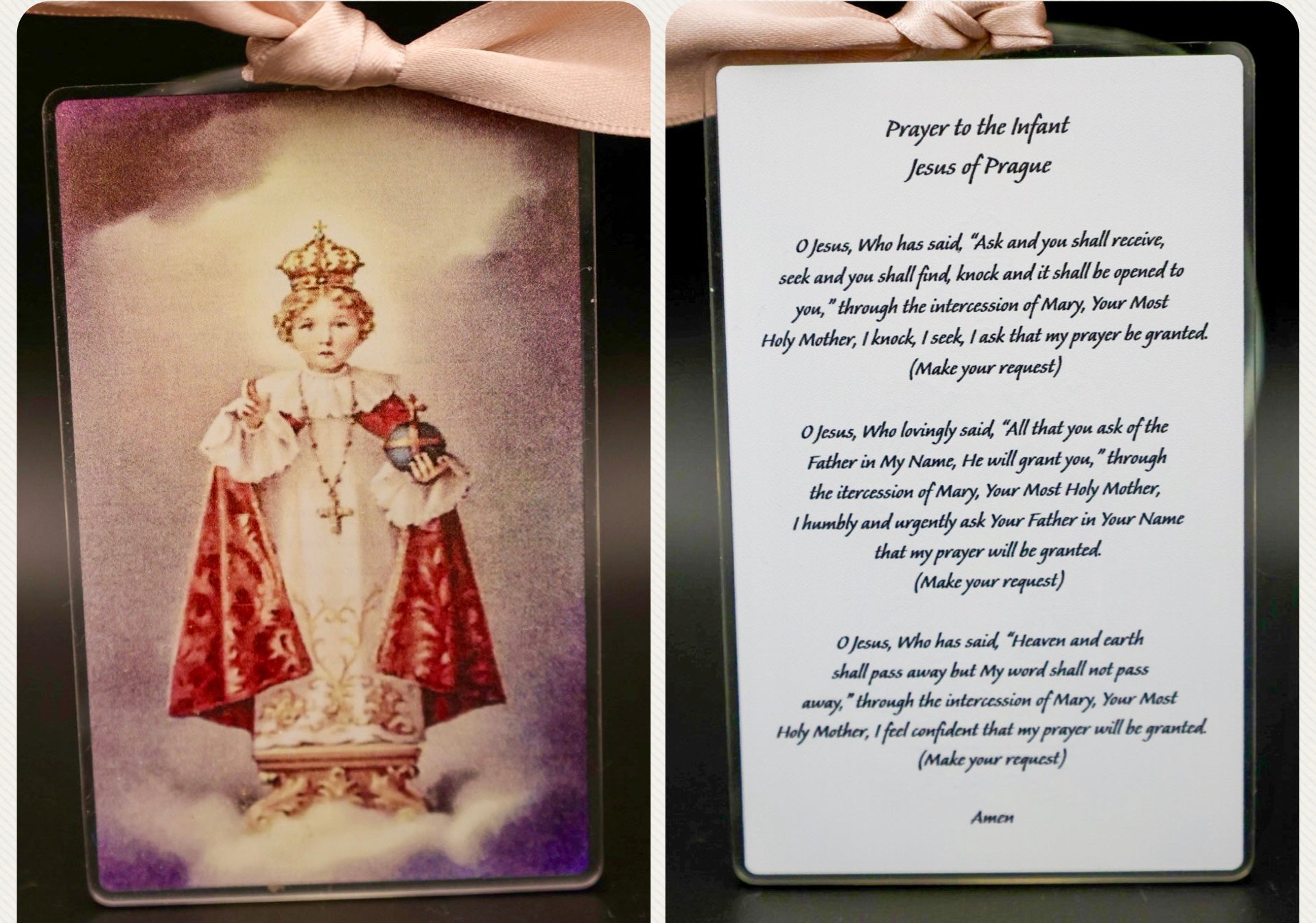 Infant Jesus of Prague Vintage Acrylic Holy Card