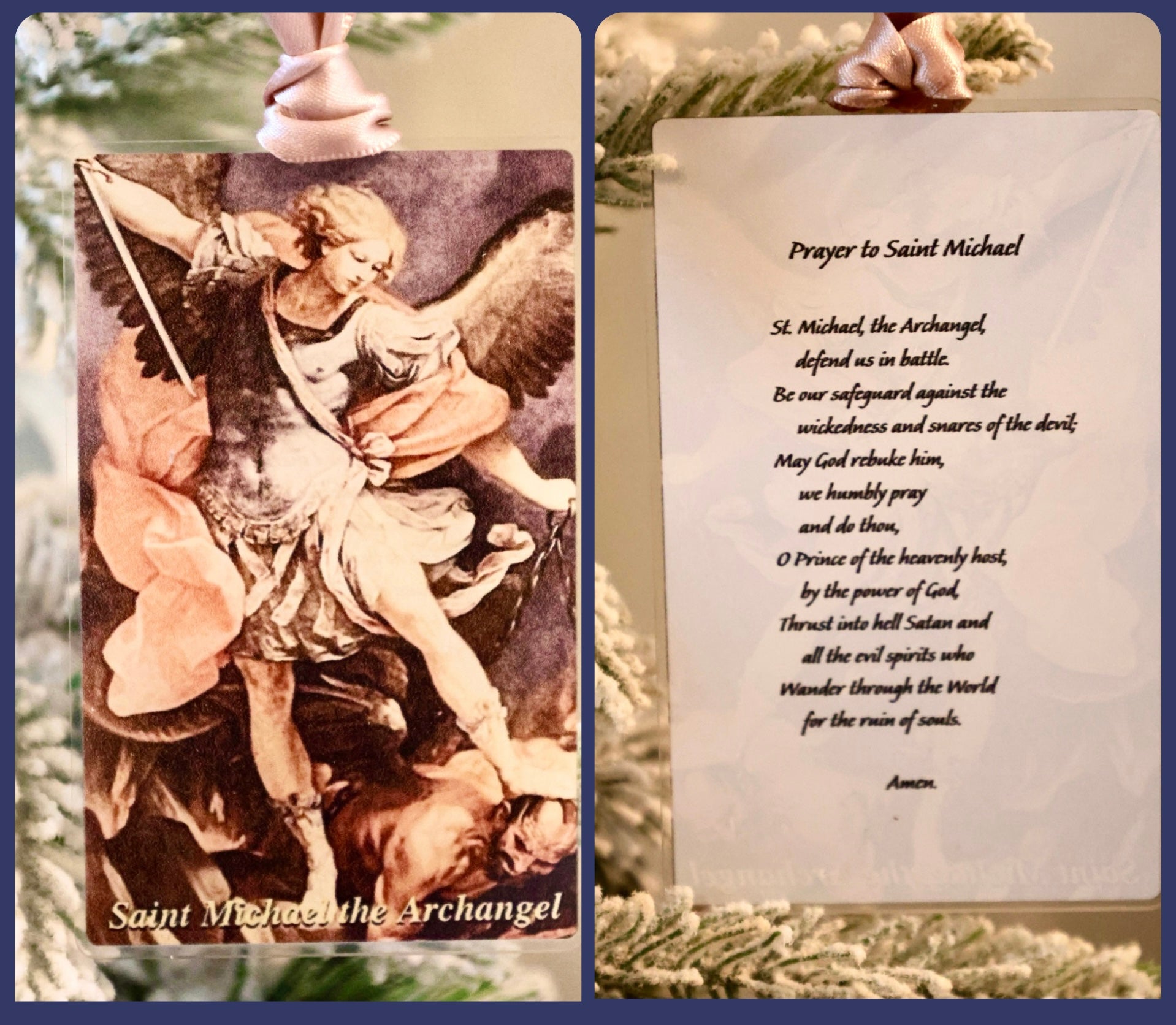 Saint Michael the Archangel Vintage Acrylic Holy Card