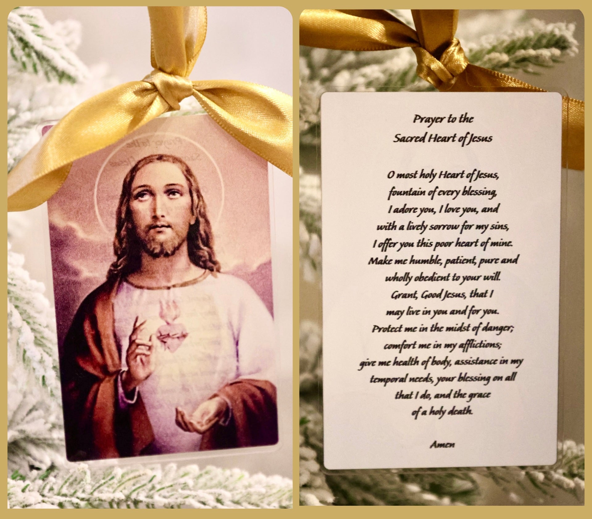 Prayer to the Sacred Heart of Jesus Vintage Acrylic Holy Card