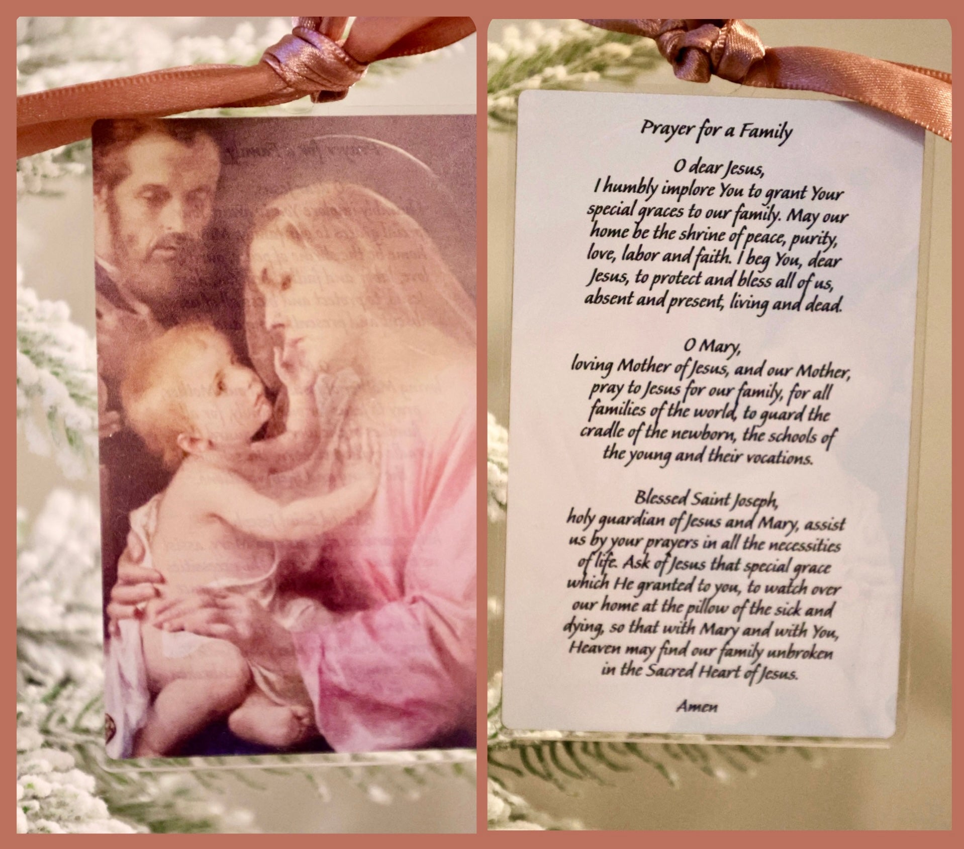 Prayer for a Family Vintage Acrylic Holy Card