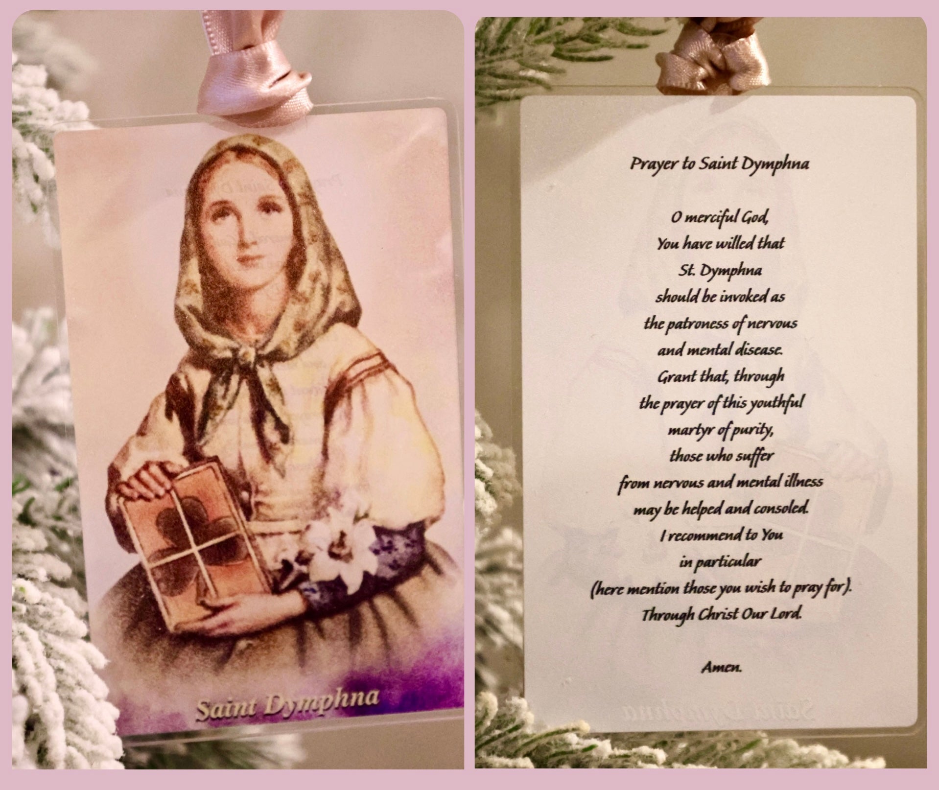 Saint Dymphna Vintage Acrylic Holy Card